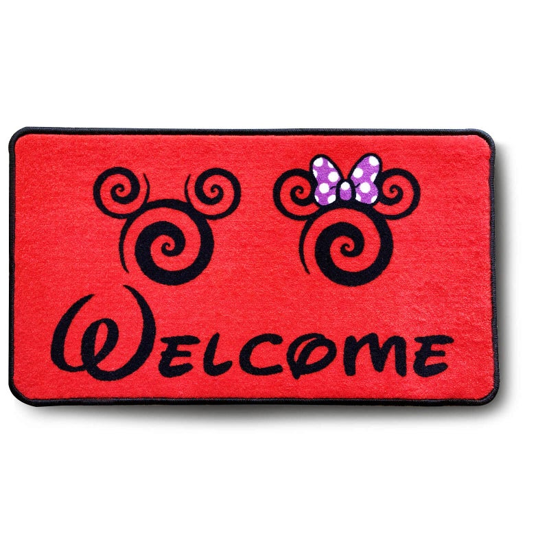 J.Ehonace Cartoon Mouse Rugs - Non-Slip Mickey Cartoon Welcome Mat, Cute Minnie Rug Indoor Entrance Doormat Livingroom Home Decor Door Mats, 17" x 30" (Red) - Image 1
